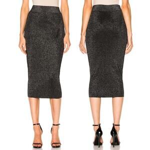 NWT Cushnie Et Ochs Metallic Pull On High Rise Fitted Midi Pencil Skirt Black M